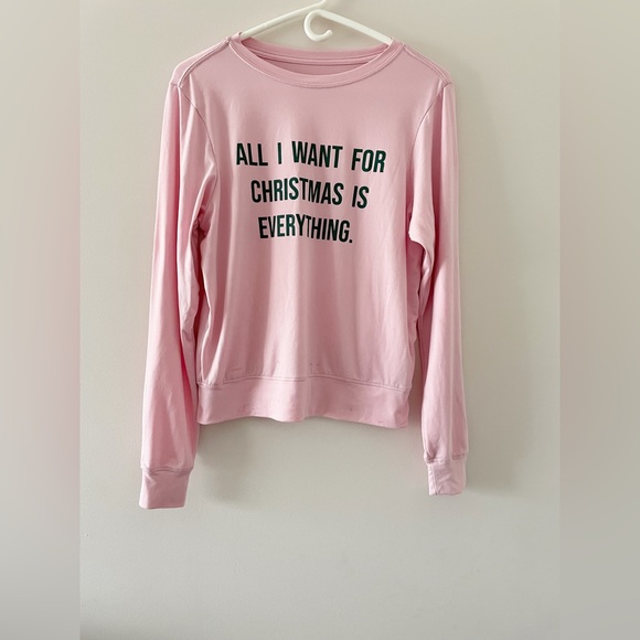 Wildfox Intimates PJ All I Want For Christmas Is Everything Top XS Pink Green - Picture 2 of 6